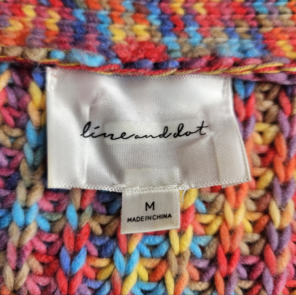 Line And Dot Bonnie Multicolor Cardigan Sweater Medium - Picture 11 of 13